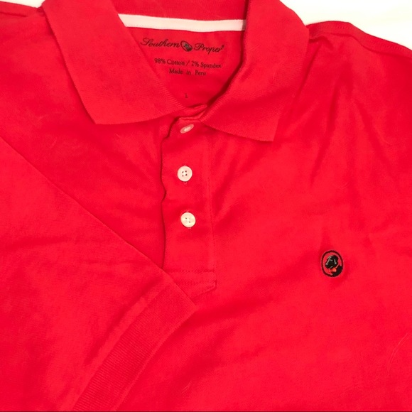 Southern Proper polo. Bright Coral red. Large - Picture 4 of 4